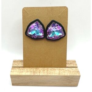 AB Purple & Black Rhinestone Stud Earrings New, never worn